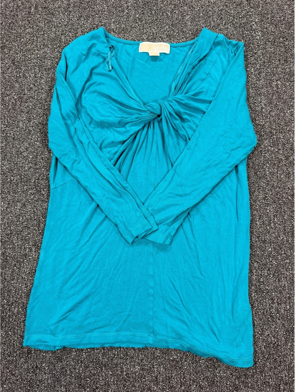 Michael Kors Women's Teal quarter Sleeve Twist Front Top XS